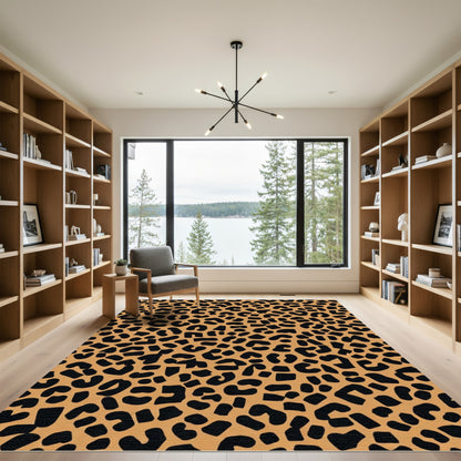 Golden Brown Leopard Spots Rug