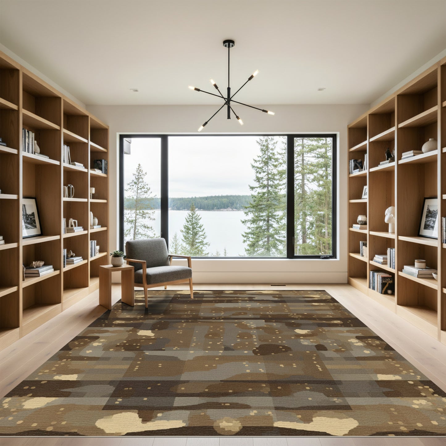 Rustic Earthy Tone Scattered Dot Rug