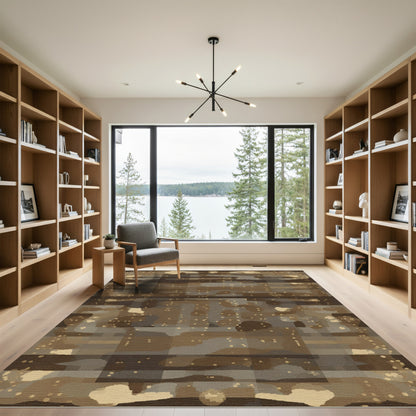 Rustic Earthy Tone Scattered Dot Rug