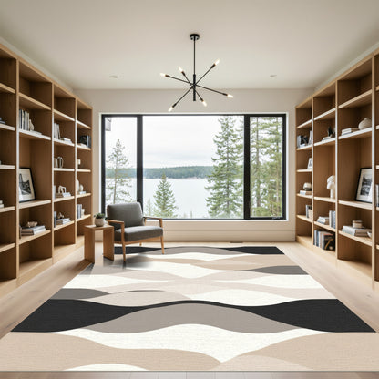 Neutral Tones Abstract Wave Forms Rug
