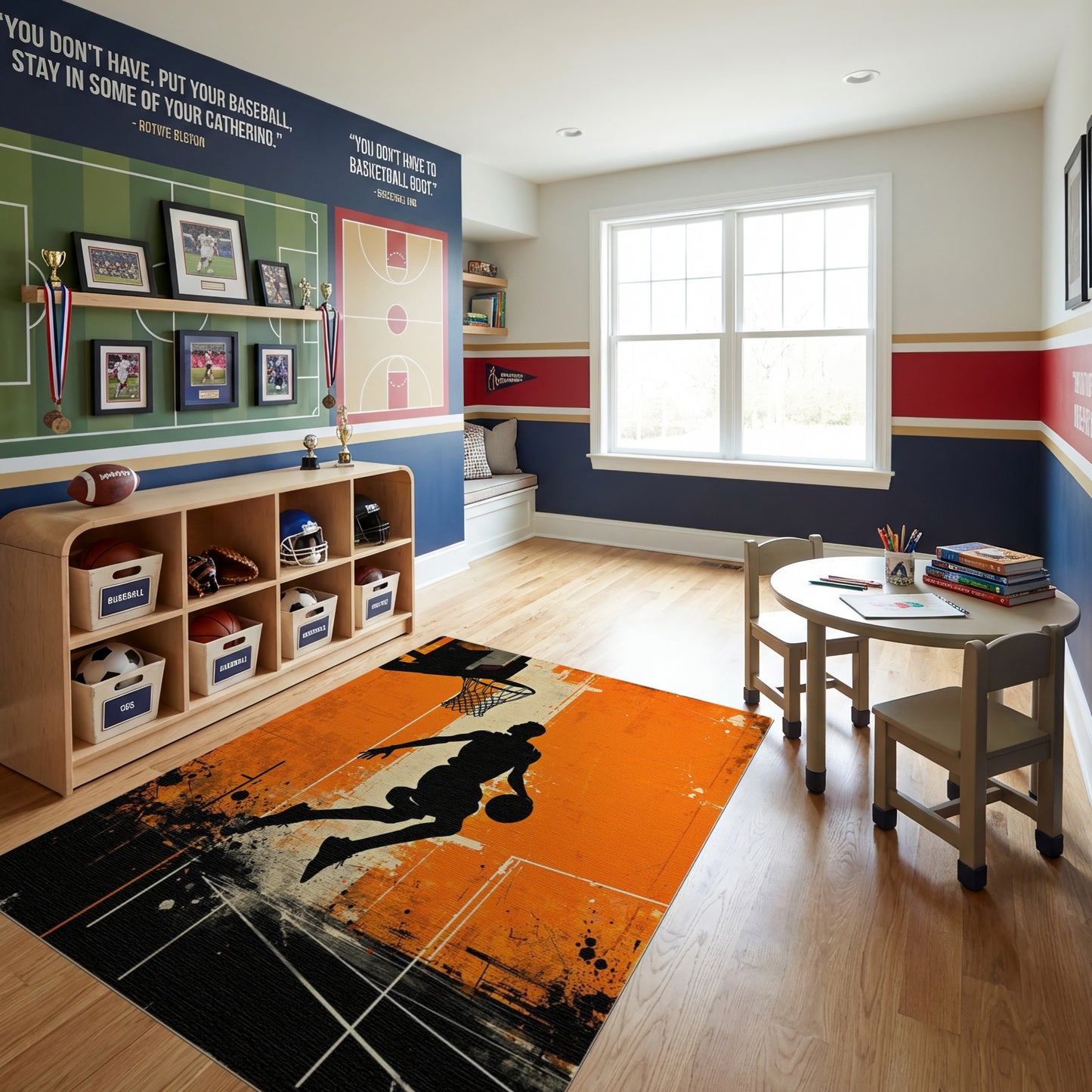 Distressed Orange Dunk Silhouette Rug
