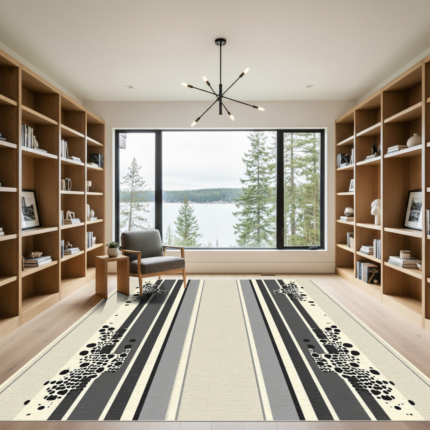 Monochromatic Organic Stripe Contrast Rug
