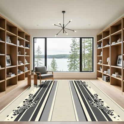 Monochromatic Organic Stripe Contrast Rug