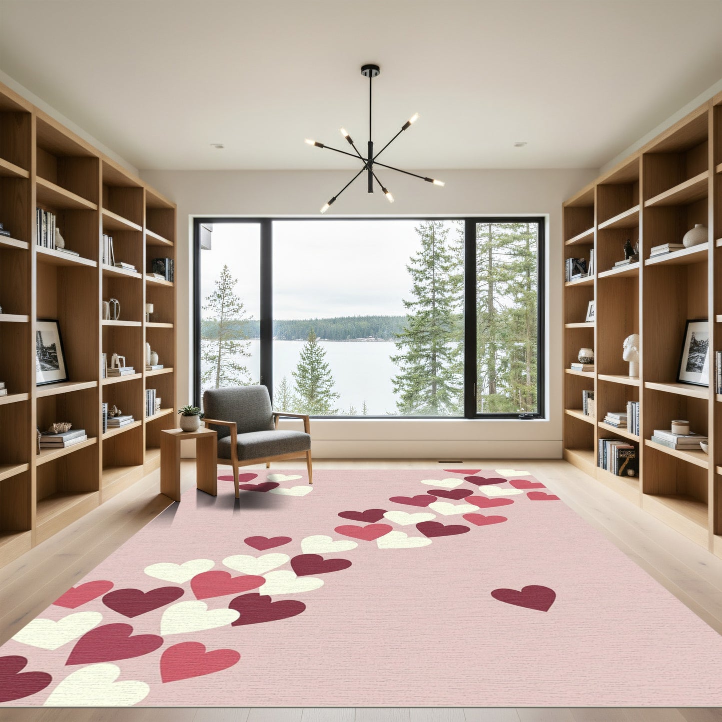Romantic Crimson And Blush Hearts Shower Rug