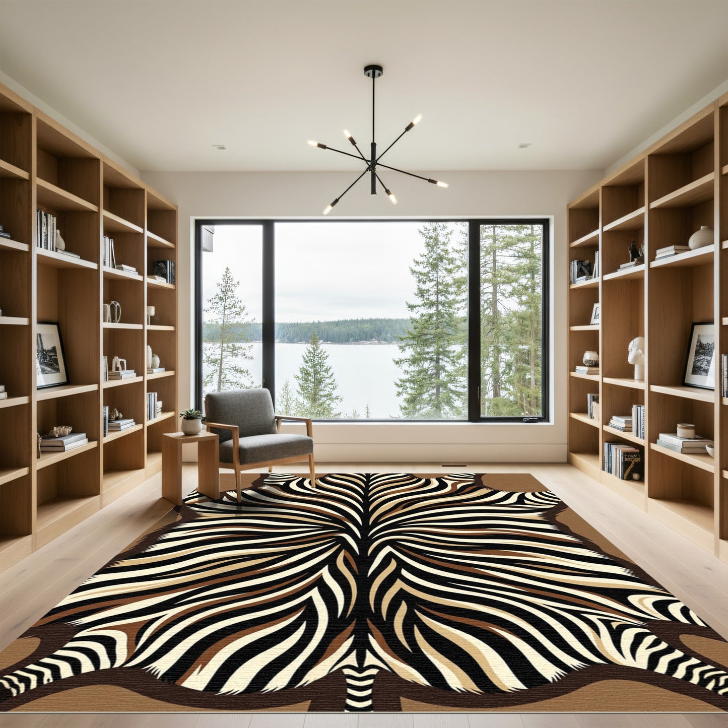 Bold Earthy Zebra Stripe Hide Rug