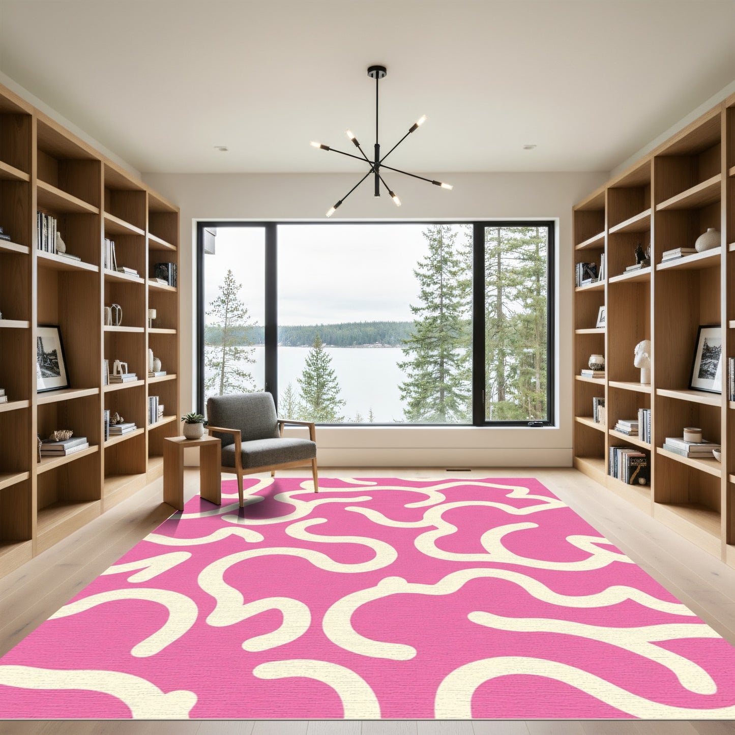 Sweet Pink Creamy Swirls Rug