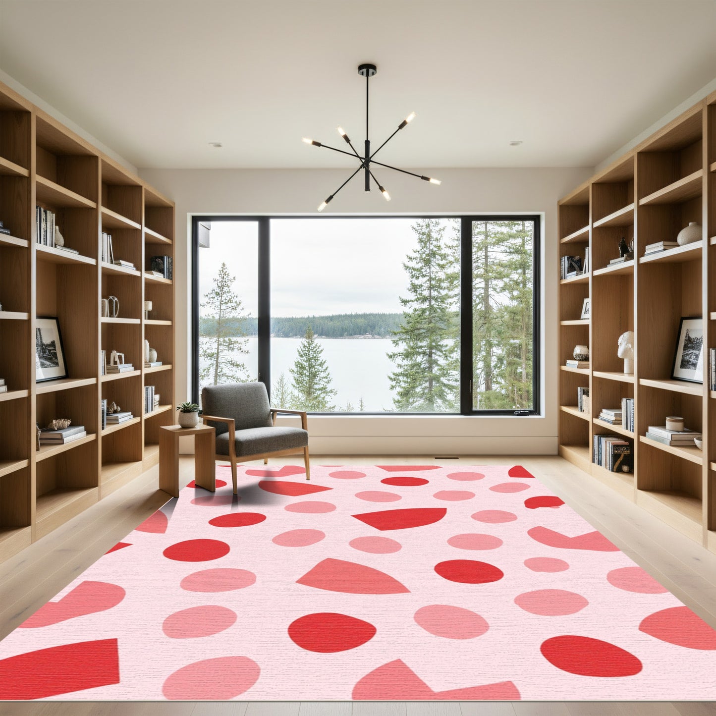 Pink Red Abstract Shapes Scatter Rug