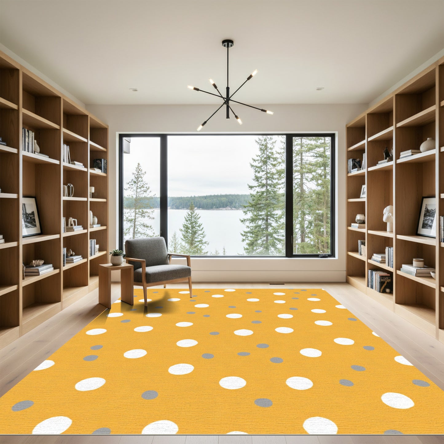 Orange White Gray Polka Dot Scatter Rug