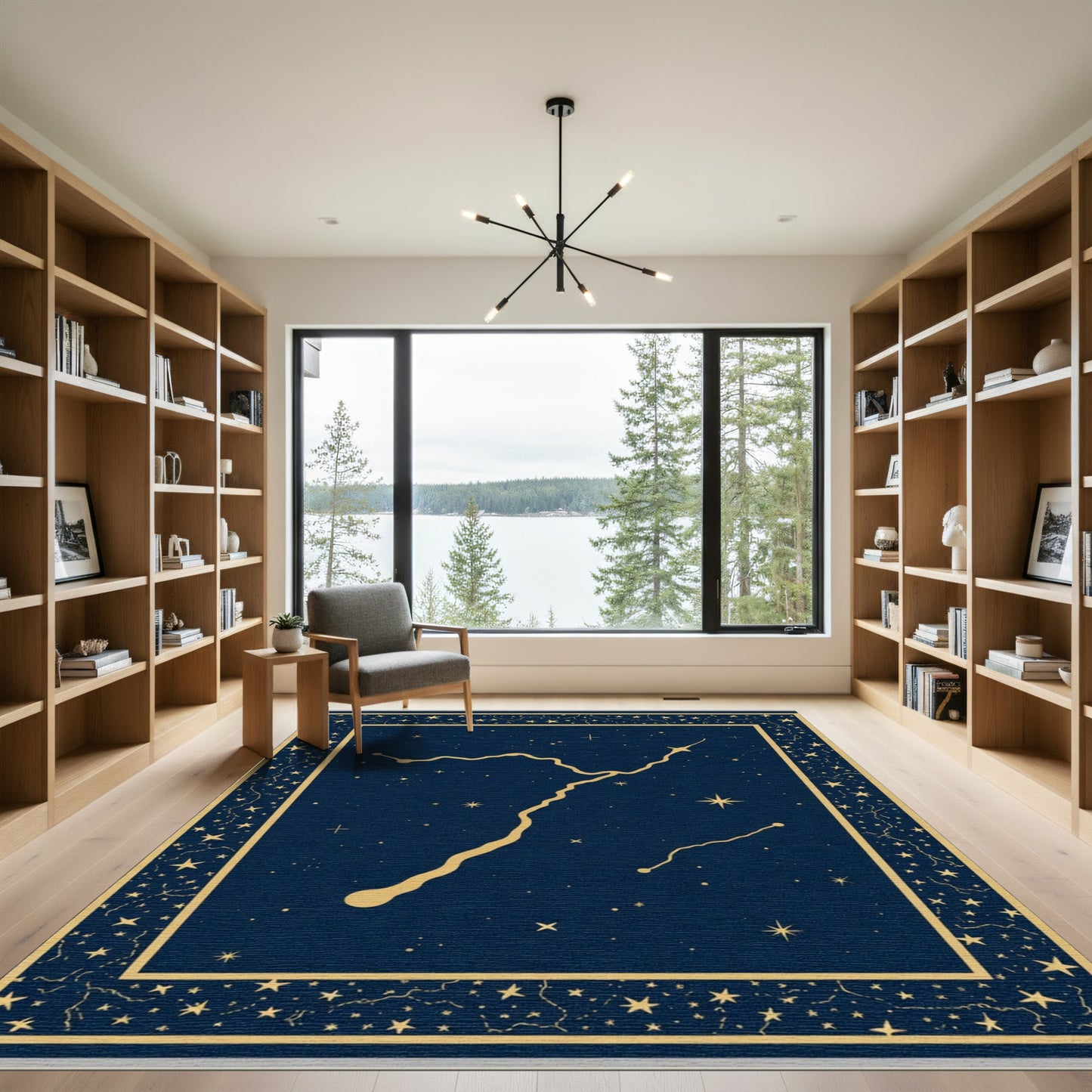 Deep Blue Cosmic Starry Constellation Rug