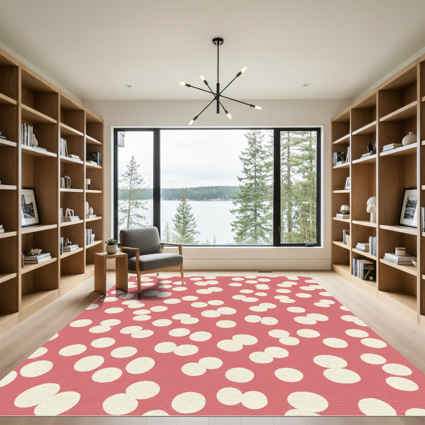 Coral Dots Contemporary Polka Rug