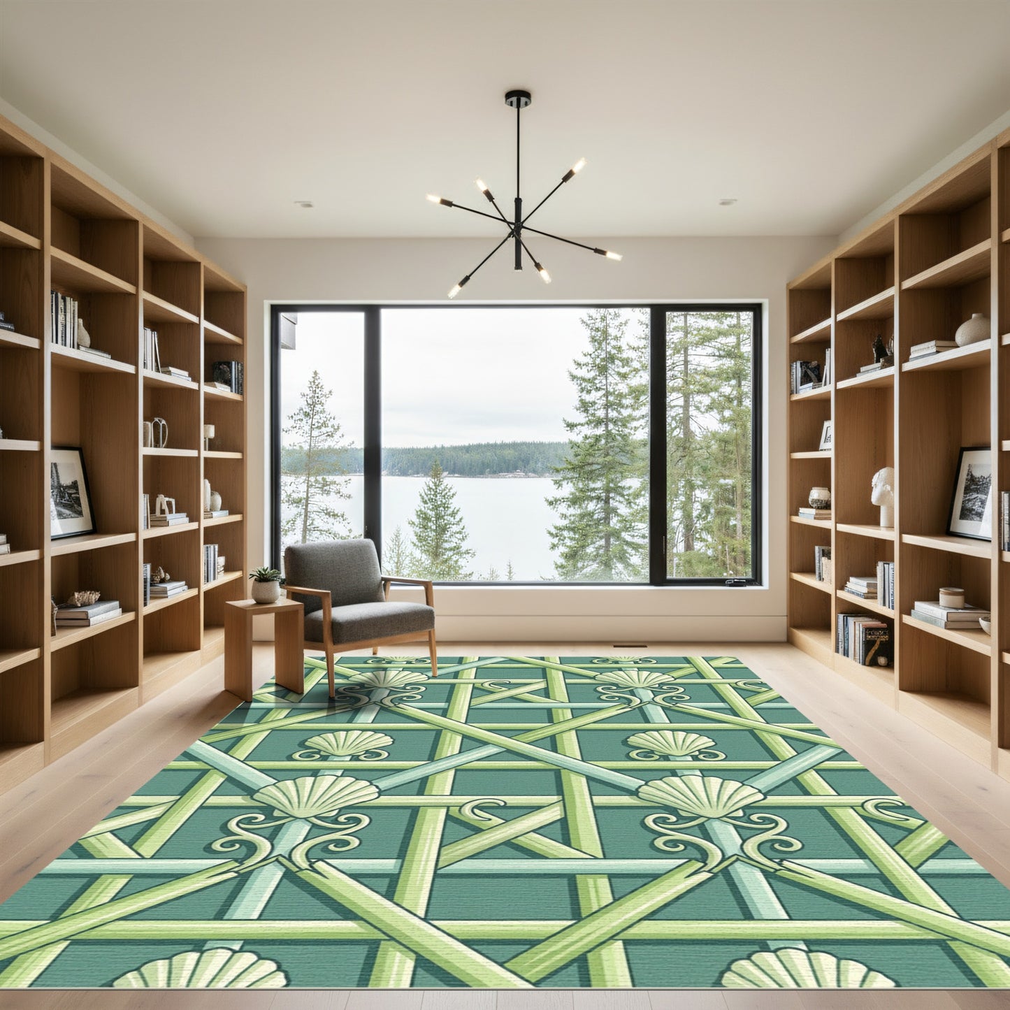 Sage Shell Lattice Trellis Rug