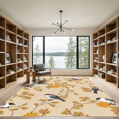 Amber Birds on Golden Branches Rug