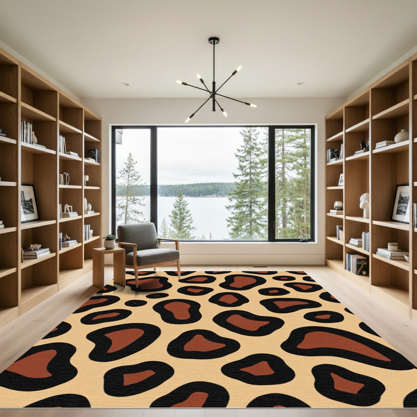 Brown Black Spots Repeating Animal Print Rug