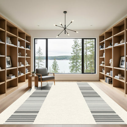 Modern Gray Stripe Gradient Composition Rug