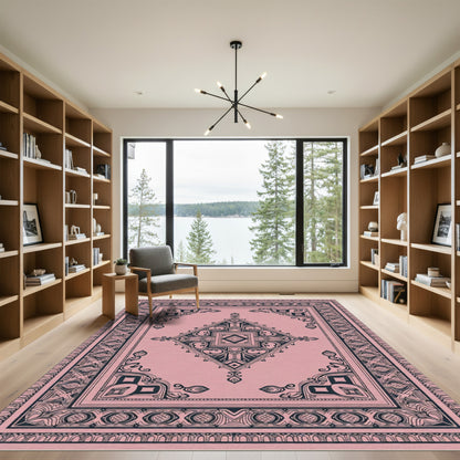 Dusty Rose Intricate Central Medallion Rug