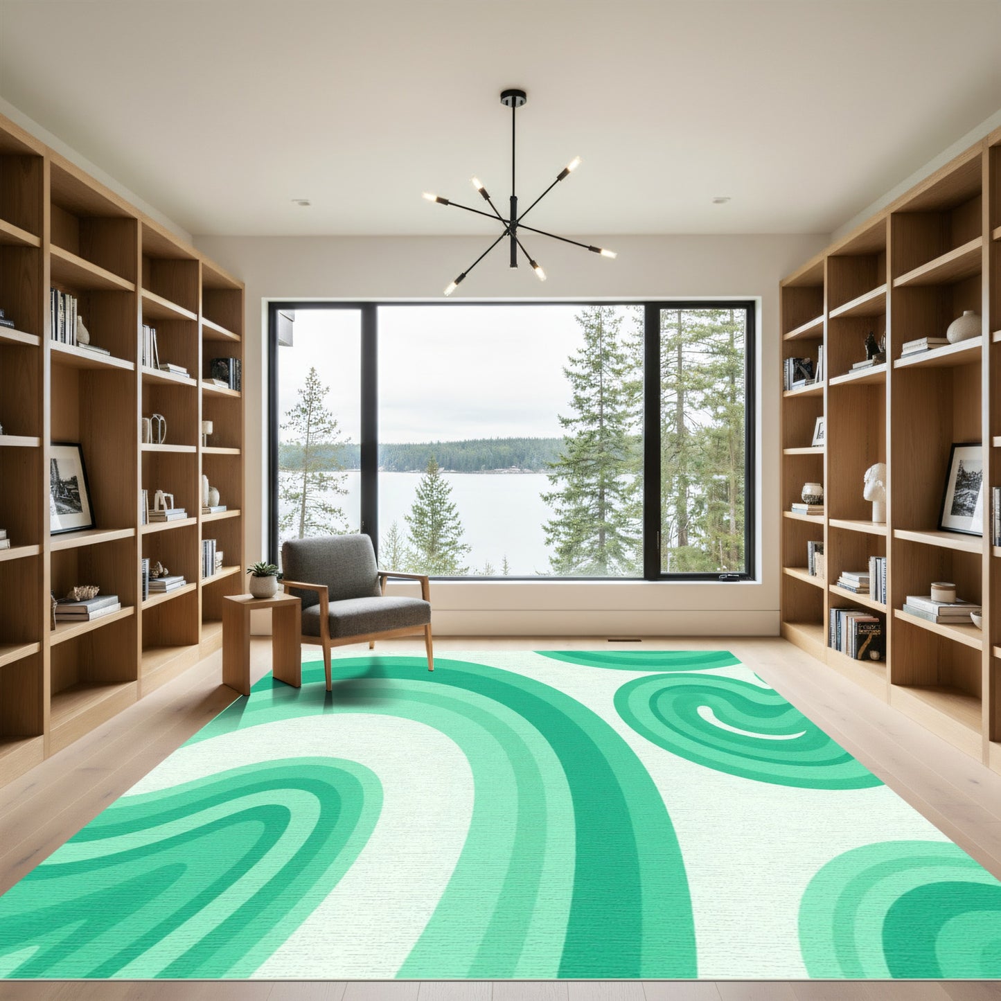 Mint Green Swirling Stripe Rug