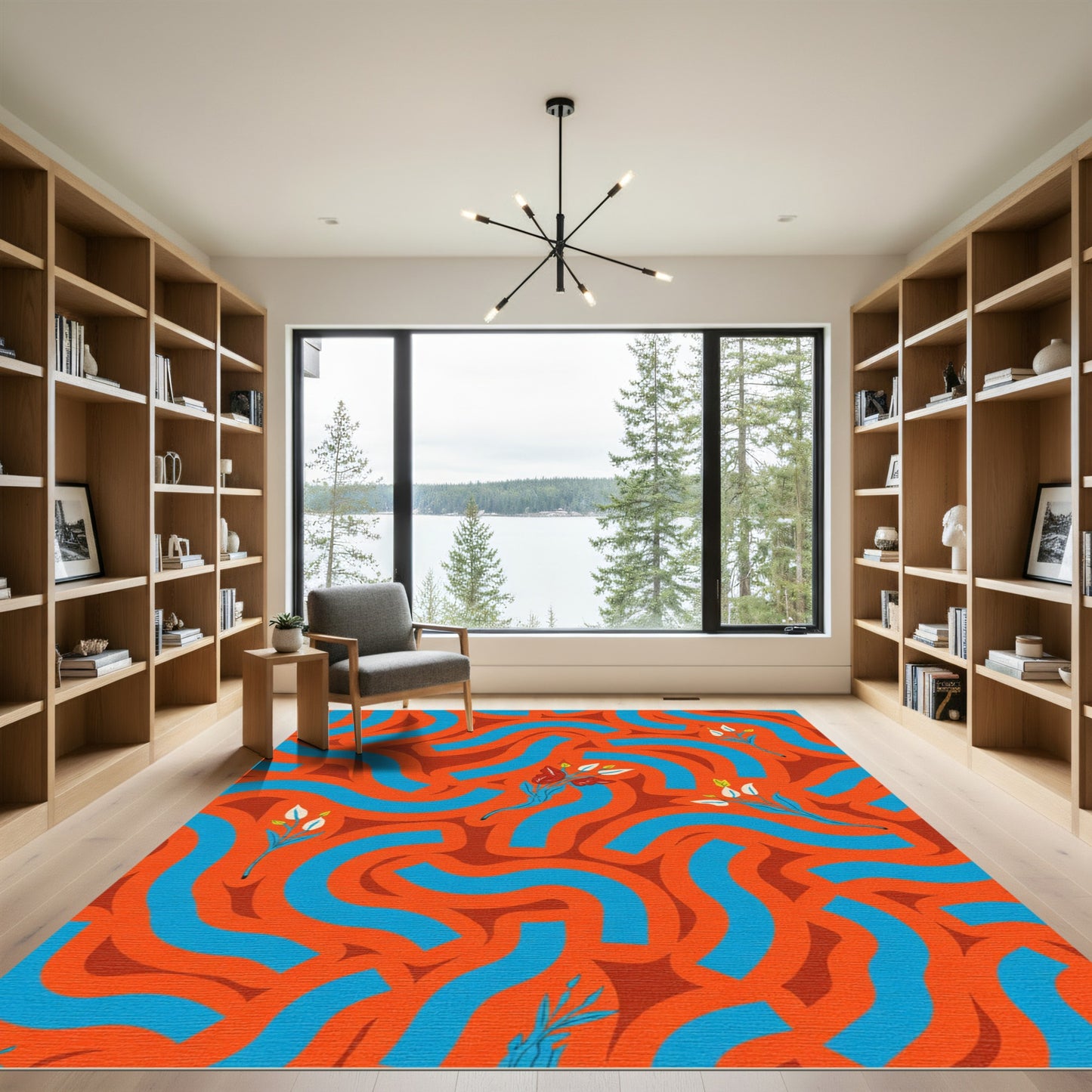 Retro Abstract Ribbon Floral Rug