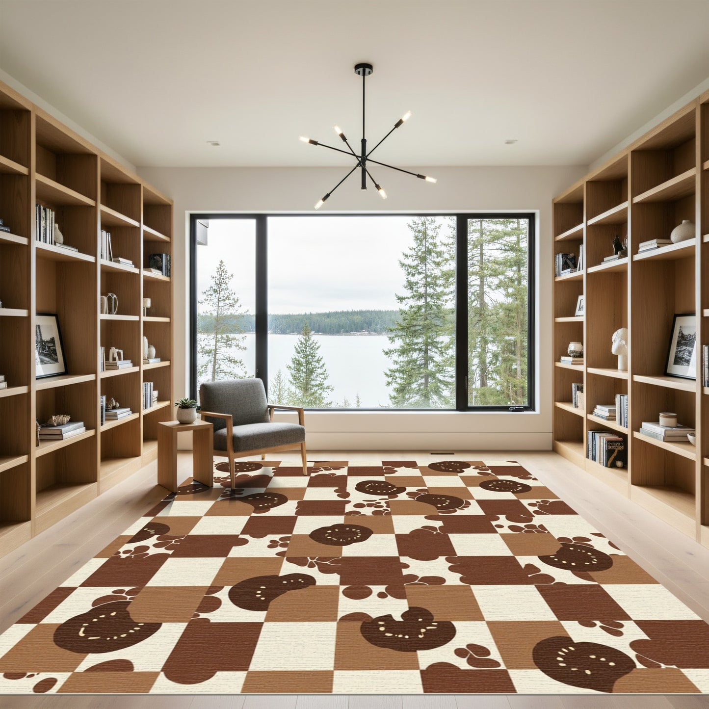 Chocolate Brown Checkerboard Tomato Slice Rug