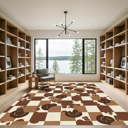 Chocolate Brown Checkerboard Tomato Slice Rug