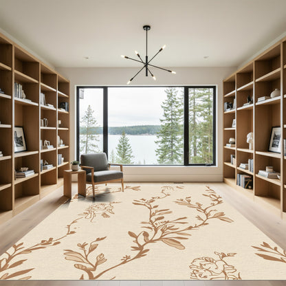 Tender Brown Climbing Floral Vines Rug