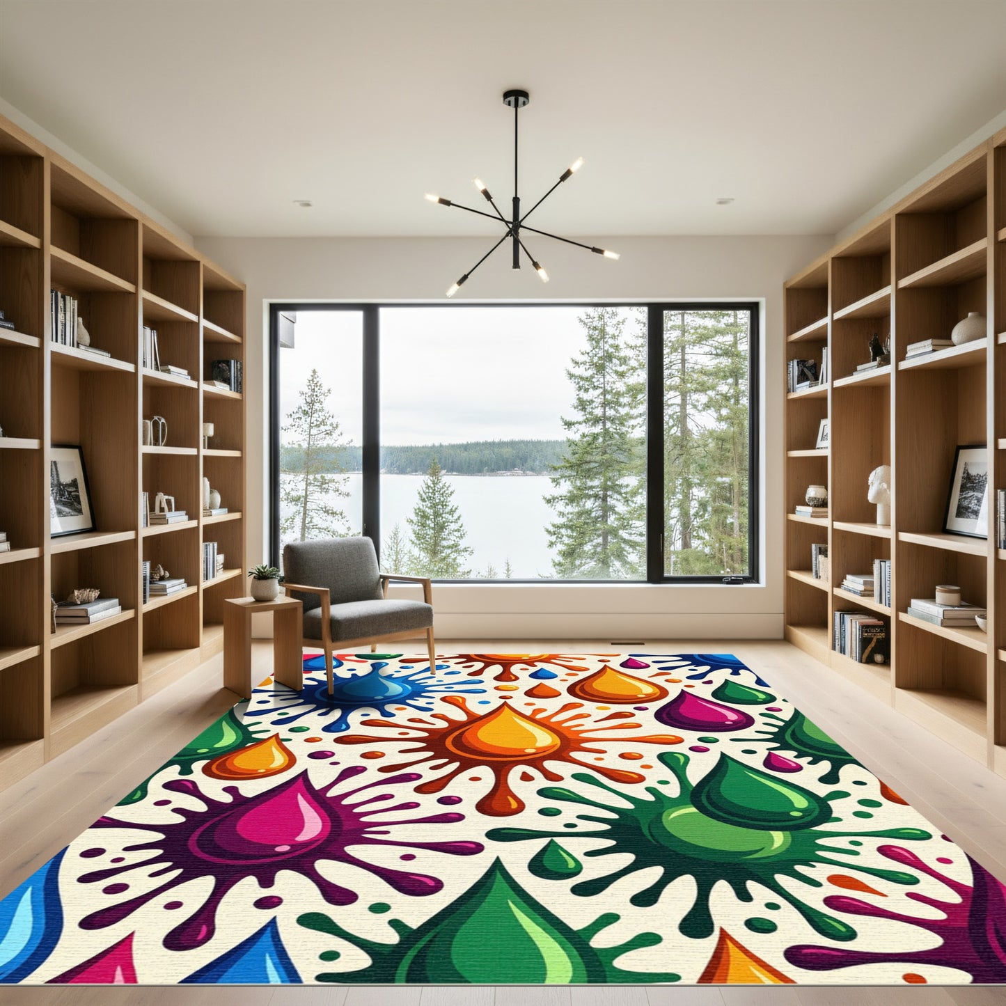 Vibrant Splatter Drops Abstract Art Rug