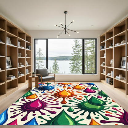 Vibrant Splatter Drops Abstract Art Rug