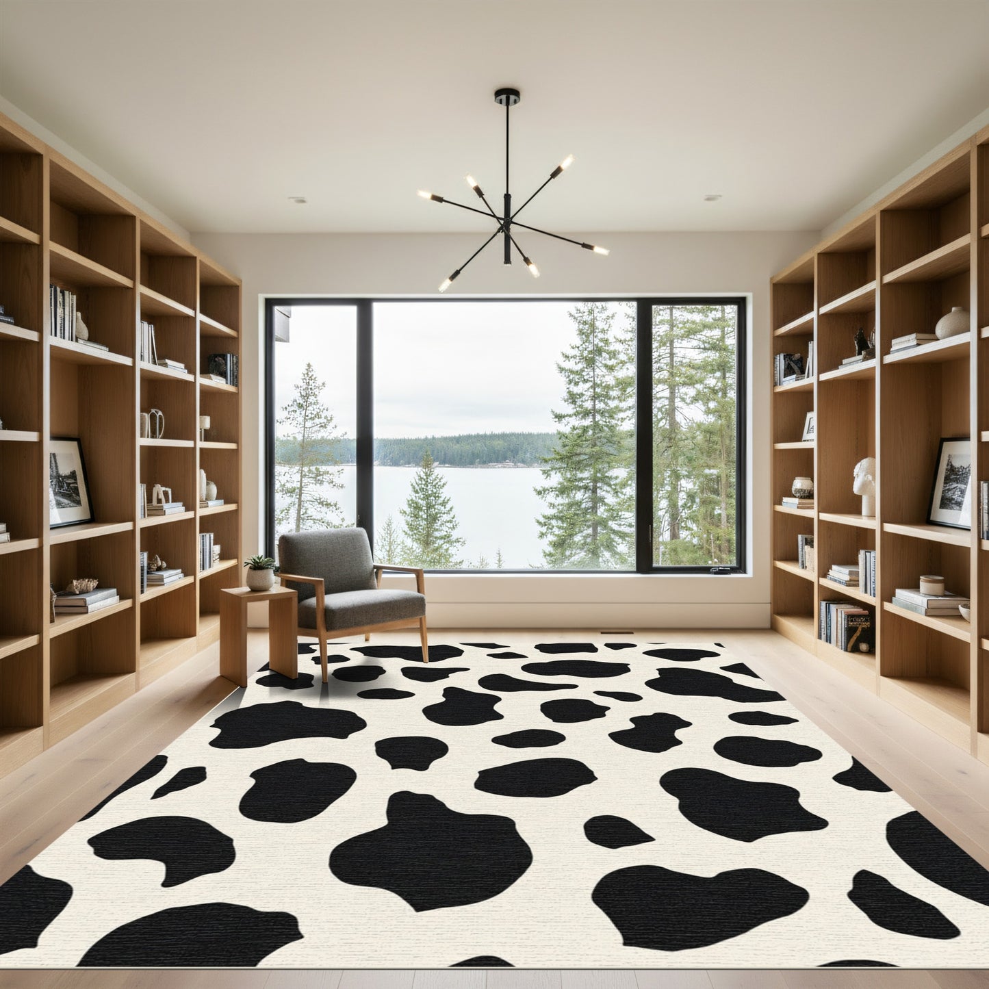 Black White Holstein Spots Rug
