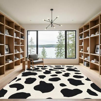 Black White Holstein Spots Rug