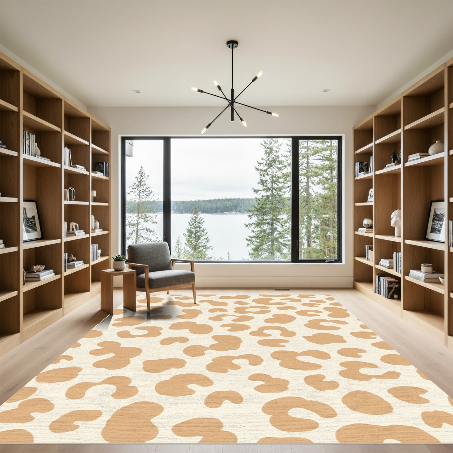 Warm Beige Abstract Spotted Rug