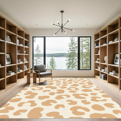 Warm Beige Abstract Spotted Rug