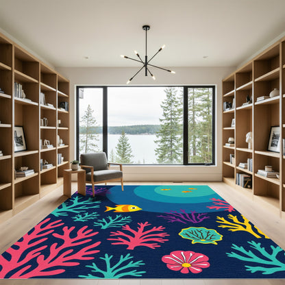 Vibrant Coral Fish Underwater Scene Rug
