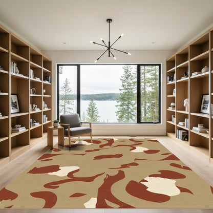 Brown Beige Abstract Camouflage Blend Rug