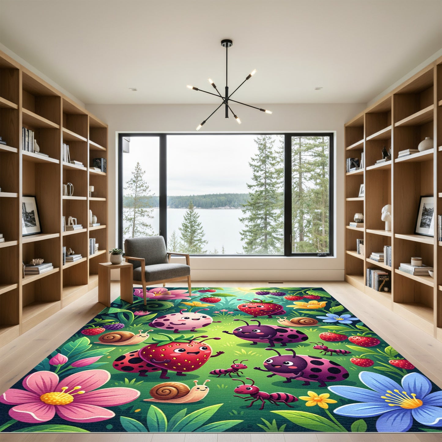 Whimsical Bugberry Garden Meadow Fun Rug