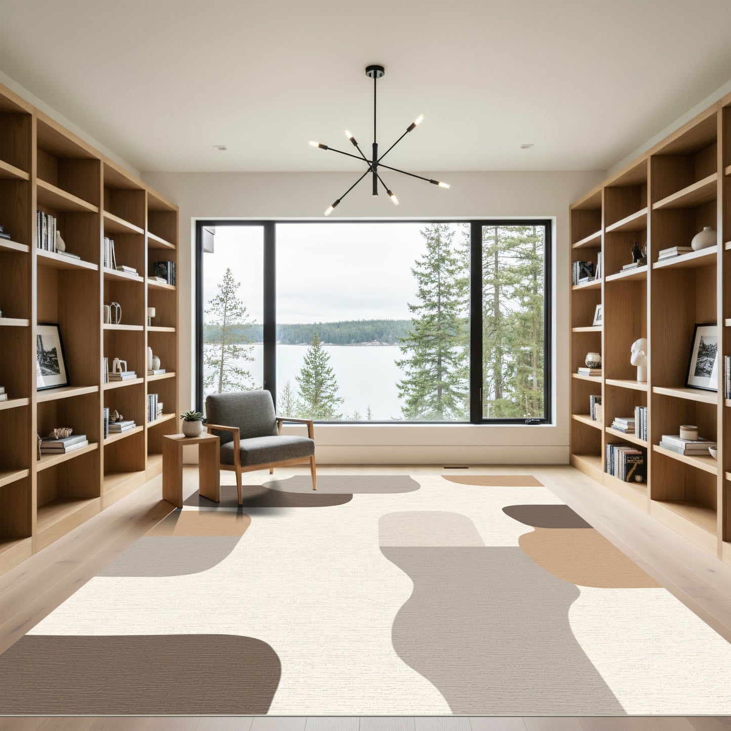 Abstract Organic Shapes Neutral Palette Rug