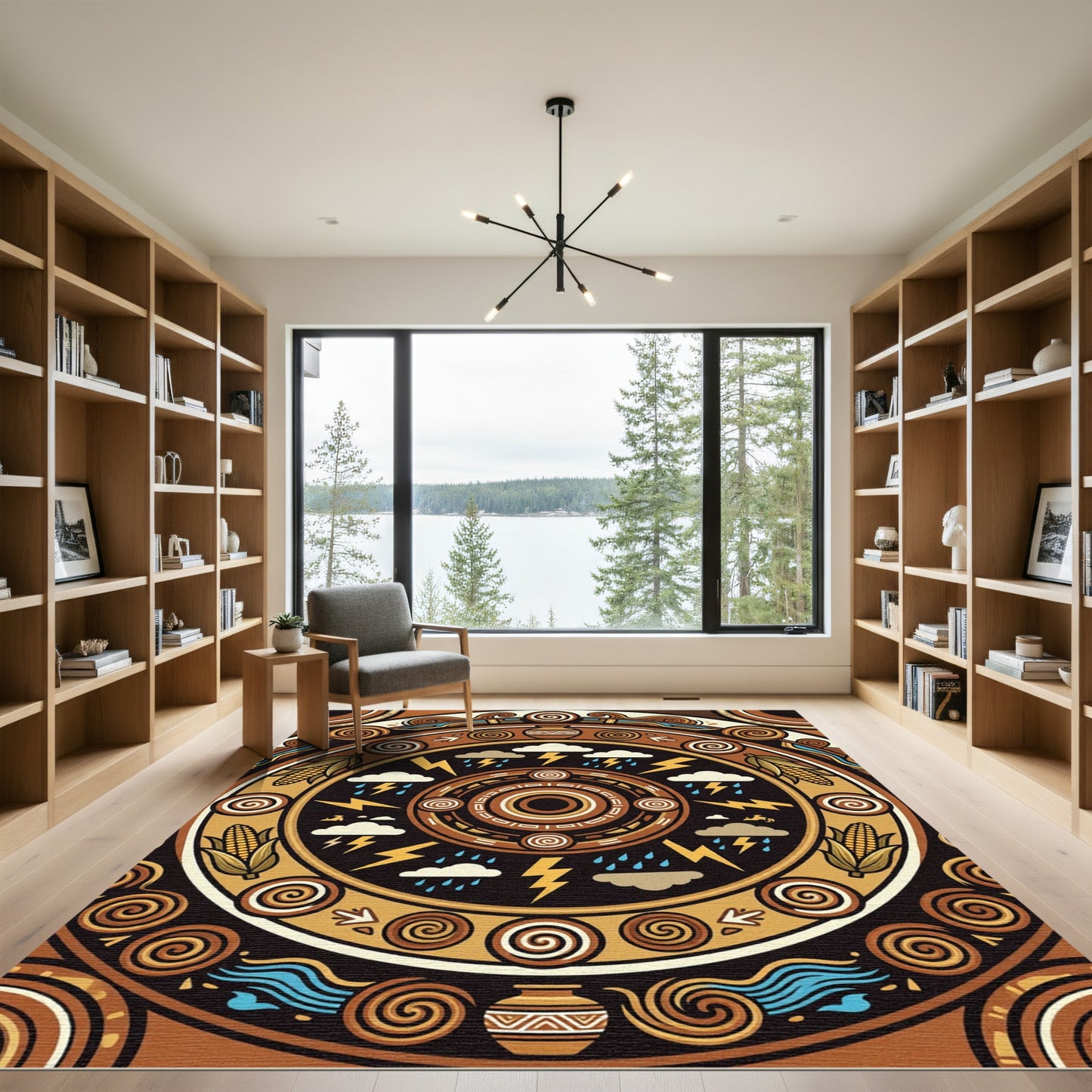 Earth Tone Aztec Southwestern Circular Artifact Rug