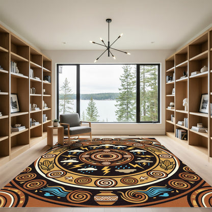 Earth Tone Aztec Southwestern Circular Artifact Rug