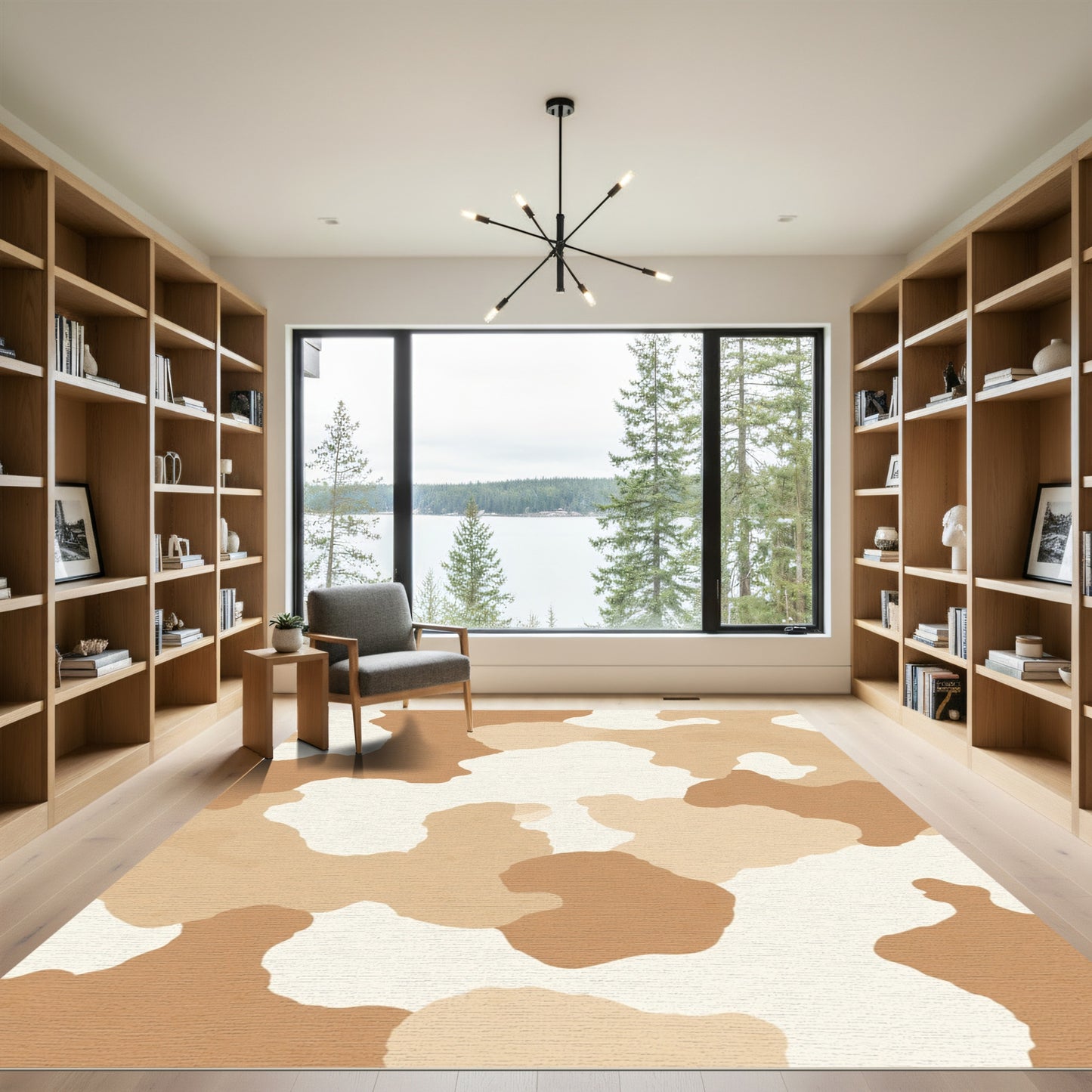 Tan Abstract Cloud Forms Rug