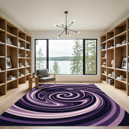Deep Purple Abstract Swirl Wave Rug