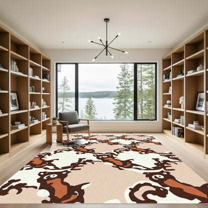 Brown Whimsical Critter Repeating Pattern Rug