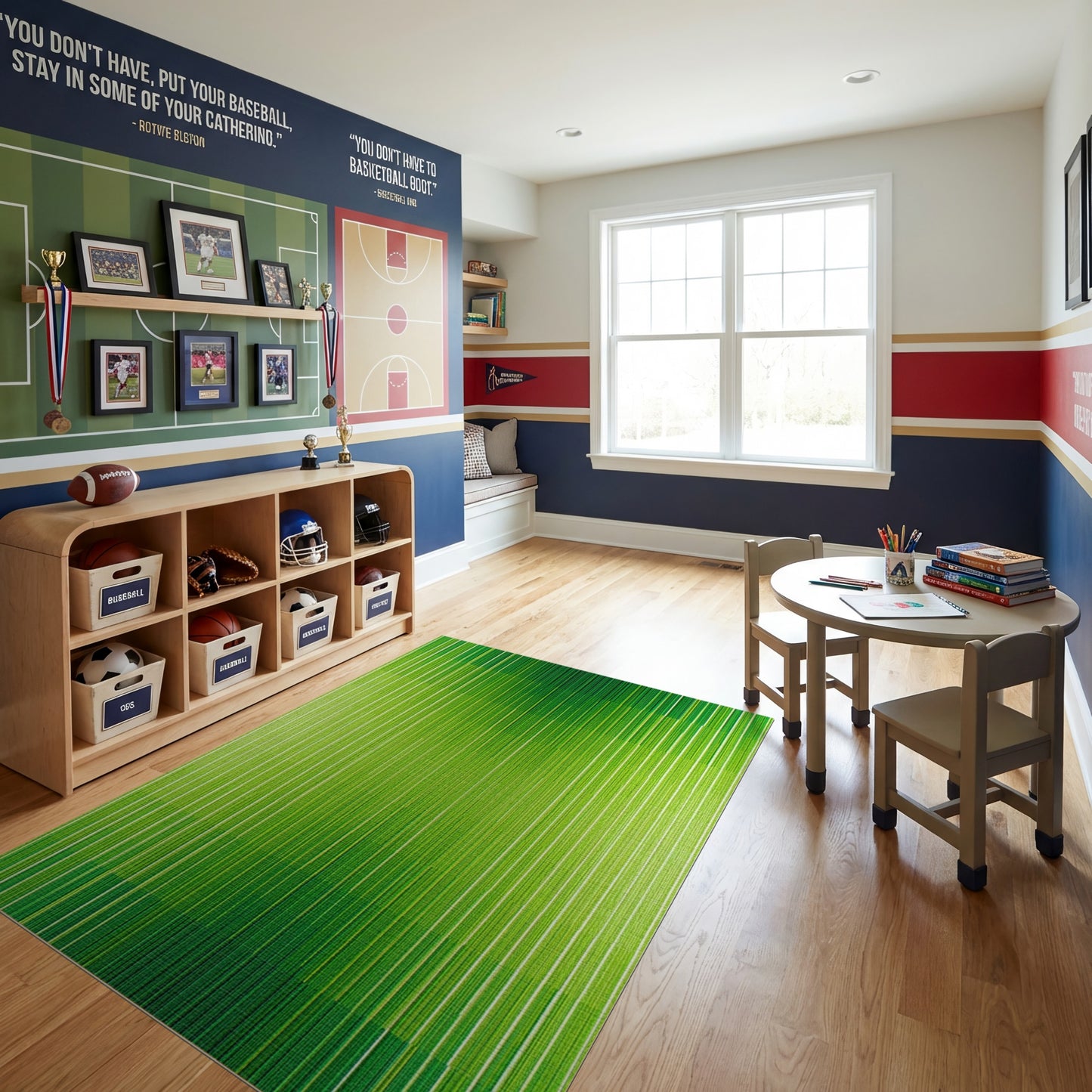 Vibrant Green Vertical Gradient Stripes Rug