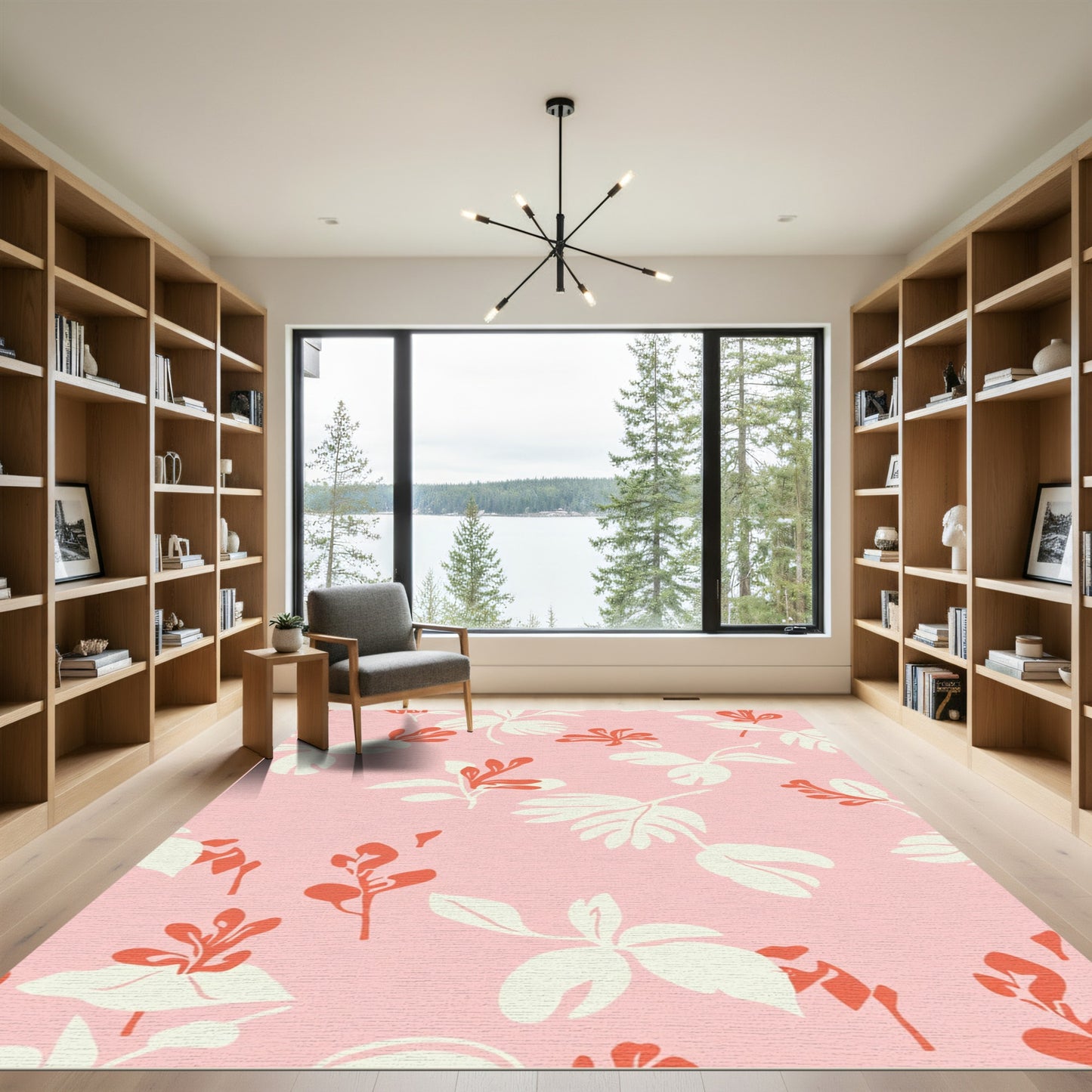 Blush Coral Botanical Cluster Rug
