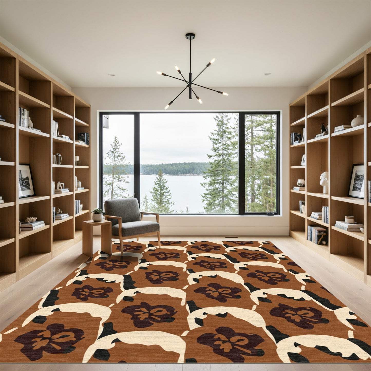 Warm Brown Floral Abstract Rug
