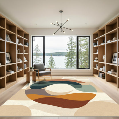 Earthy Abstract Organic Waves Rug