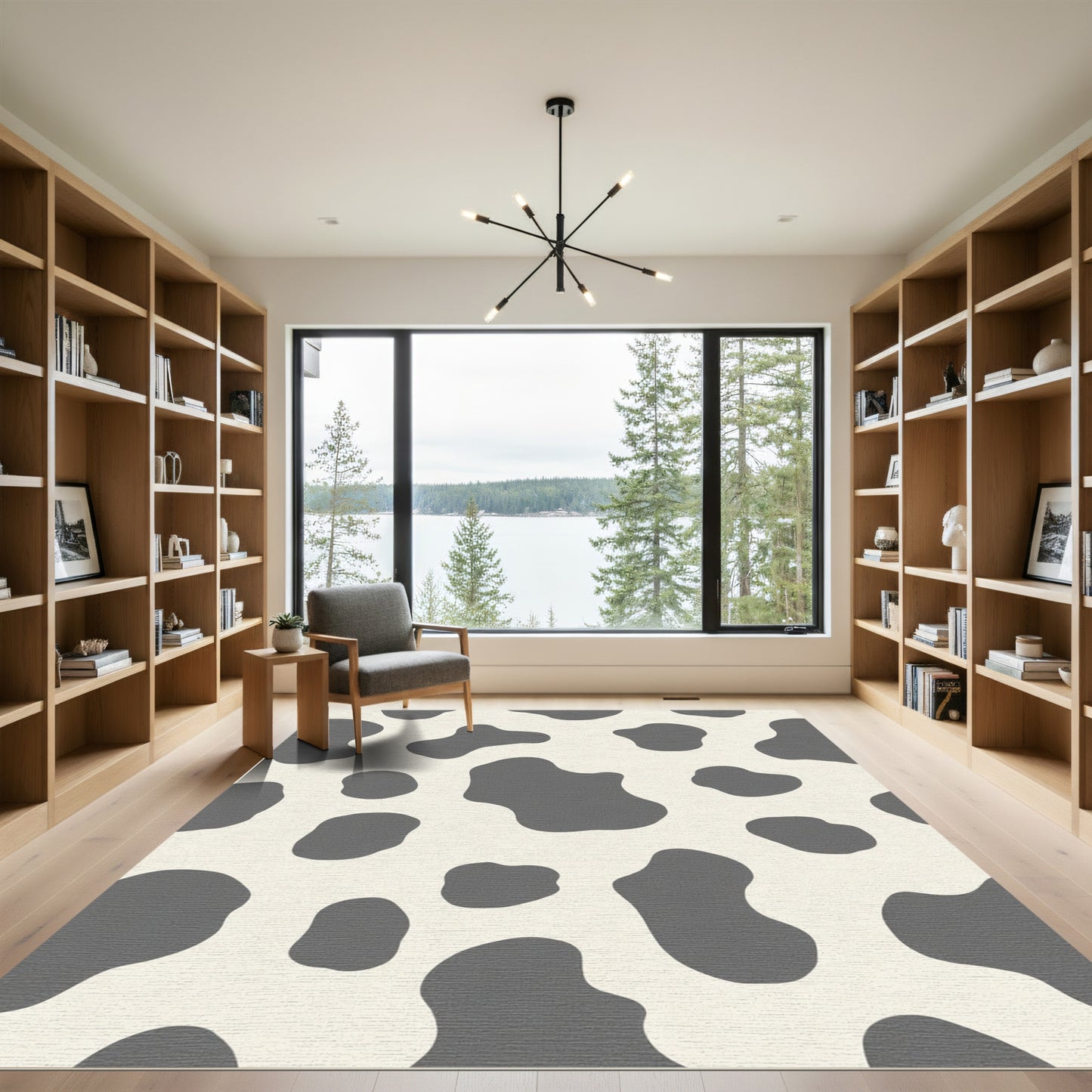 Gray Black Spotty Hide Pattern Rug