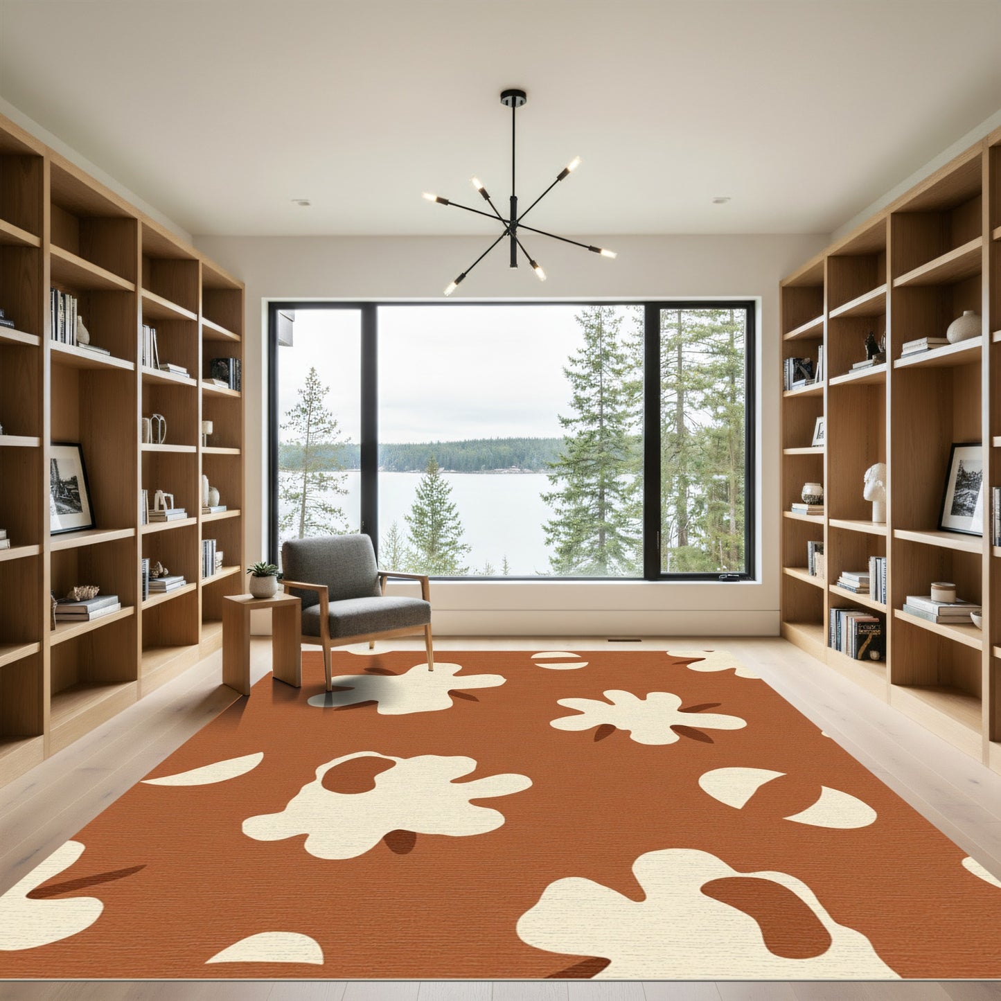 Warm Ocher Abstract Blob Rug