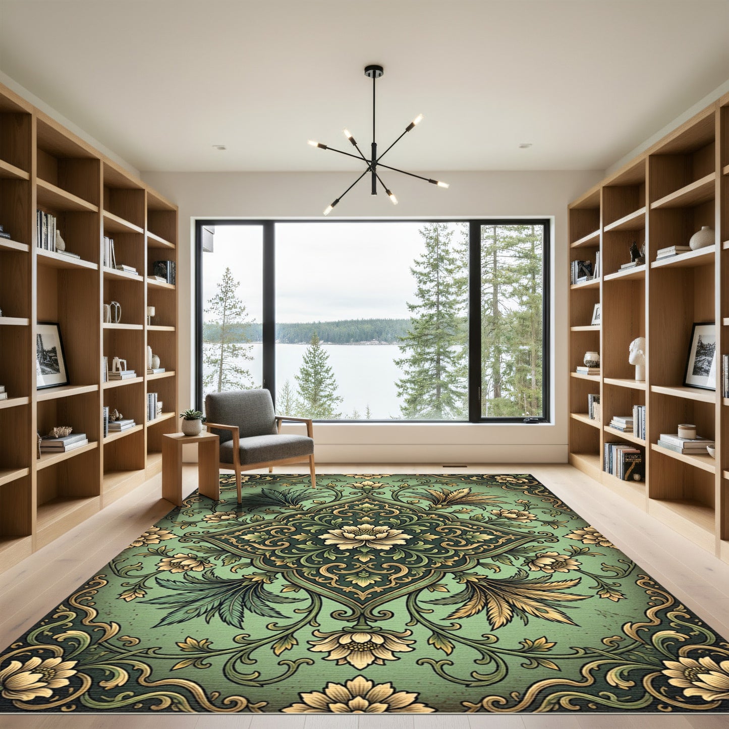 Verdant Floral Medallion Arrangement Rug