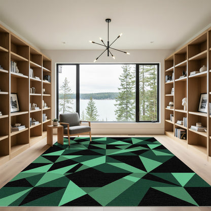 Emerald Geo Abstract Triangle Mosaic Rug