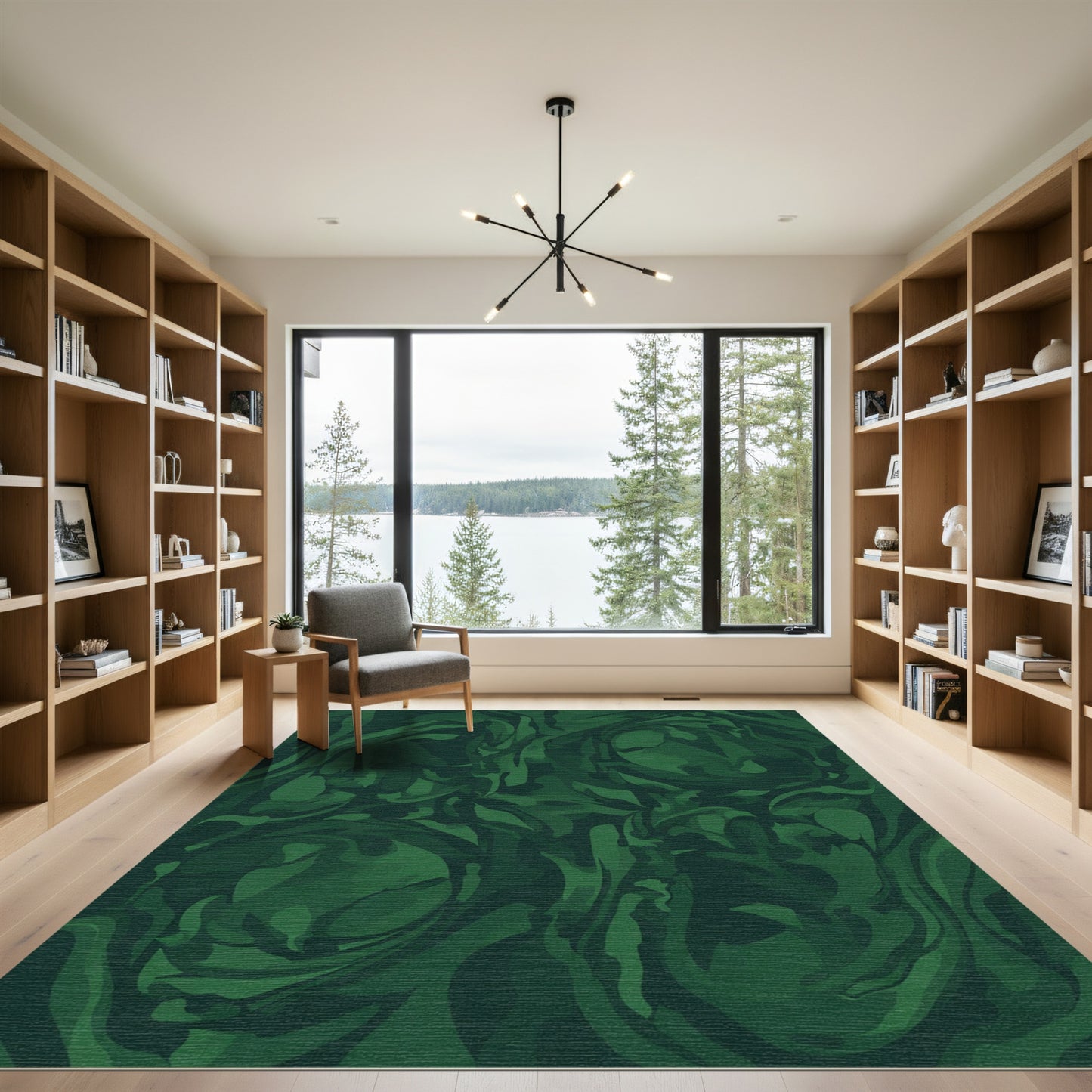 Deep Forest Swirling Abstract Rug