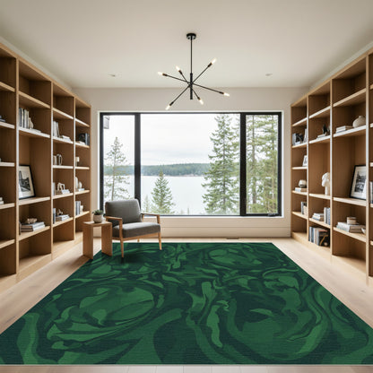 Deep Forest Swirling Abstract Rug