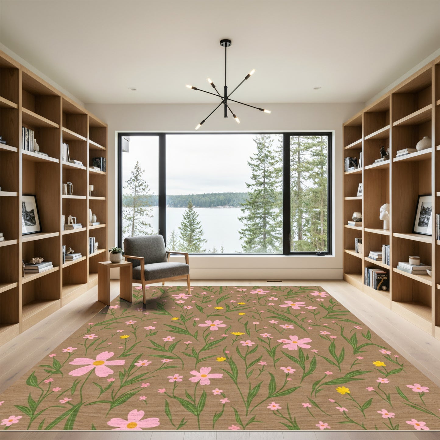 Pink Yellow Wildflower Meadow Rug